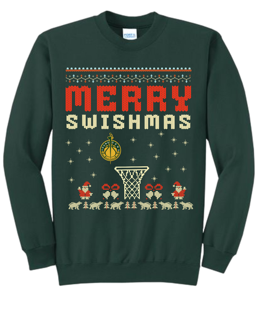 Merry Swishmas Ugly Sweater – Holiday Basketball Crewneck